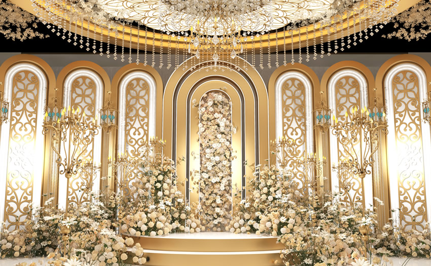 秦都香槟色调婚礼堂效果展示